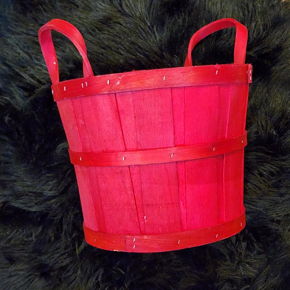 Vibrant Red Wooden Basket